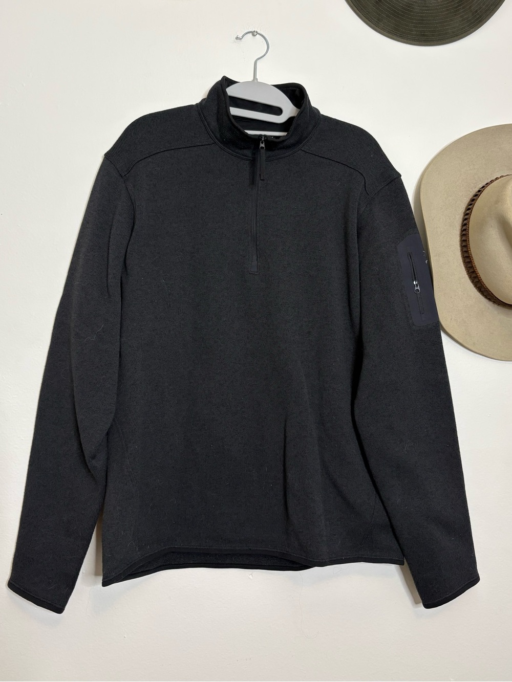 Men's Black Quarter-Zip Sweater Pullover